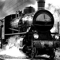 Dampflokomitive in Schwarz-Weiß